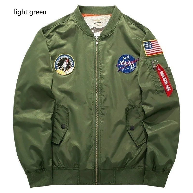 Autumn Apollo Thin 100th SPACE SHUTTLE MISSION Thin MA1 Bomber Hiphop US Air Force Pilot Flight Korean College Jacket For Men