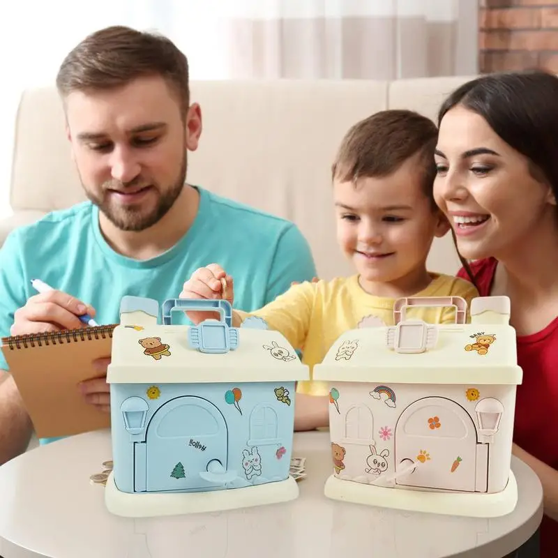 

Домашняя копилка с декором для ключей, большая коробка для монет, банкомат, подарок для детей, детская мультяшная коробка для хранения сменных монет