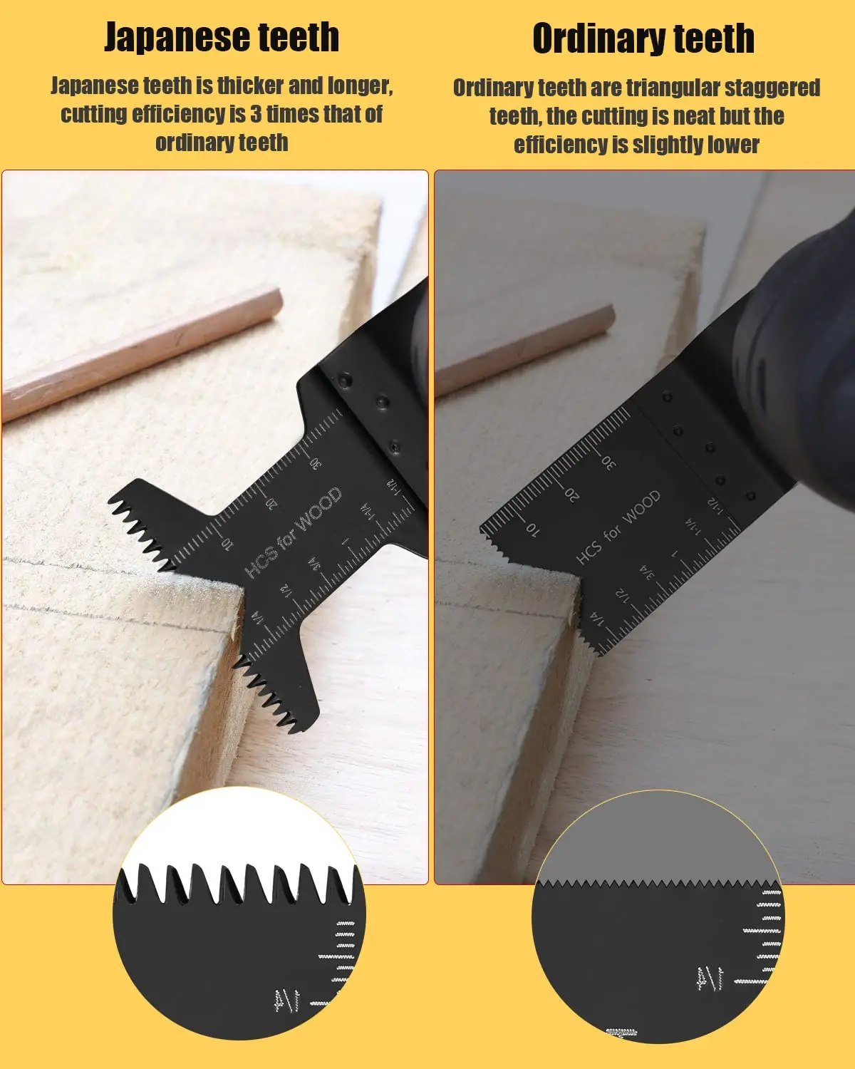 60 szt. Ostrzy do piły oscylacyjnej, ulepszone wersja 2023, wydajny japoński zestaw narzędzi wielofunkcyjnych z długimi zębami i szybkim mocowaniem do plastiku i drewna.