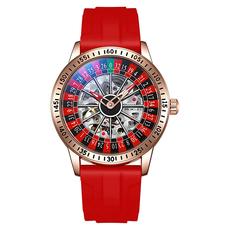 

Fashionable Men's Automatic Mechanical Watch Night Light Dial Rotation Disk Trendy Timepiece