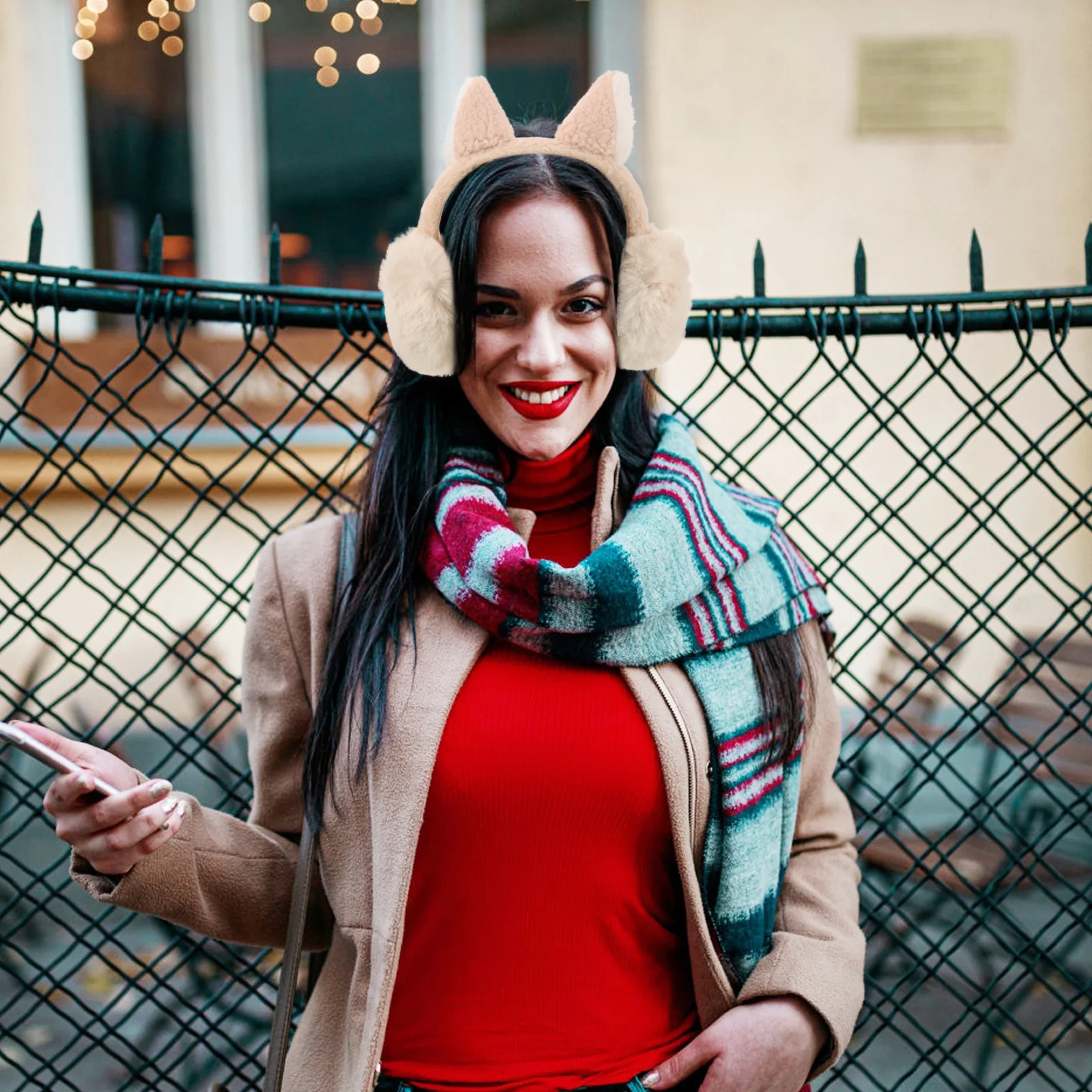 واقيات أذن للنساء للشتاء، واقيات أذن دافئة، ناعمة ومريحة، أنيقة للمشي والجري والتنقل في البرد #5