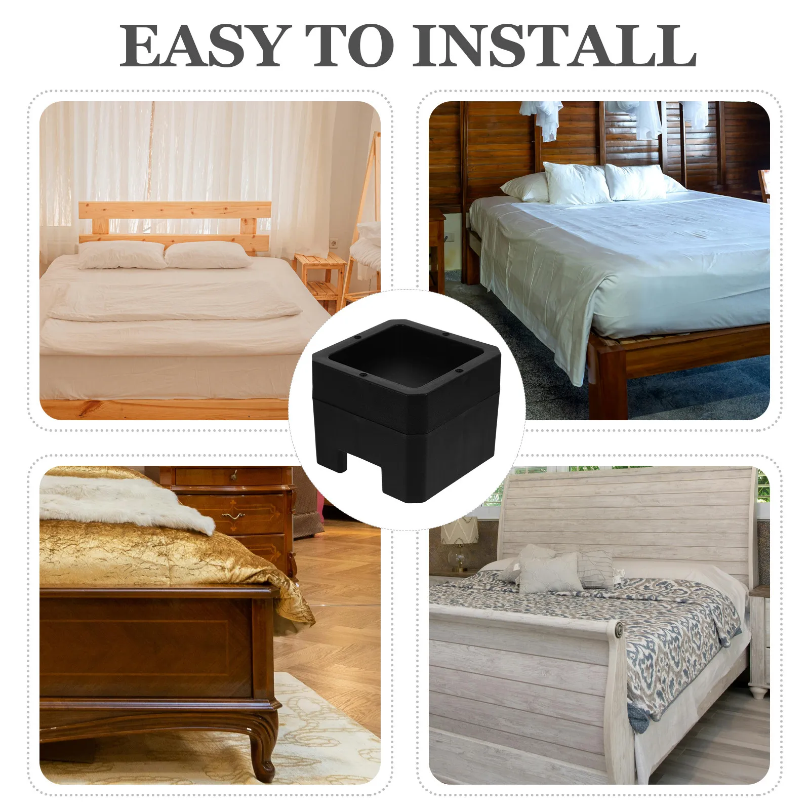 4Pcs Bed Risers for All Bed Leg Types Non-Slip Height Increasing Furniture Lifters Storage Space Floor Protector Minimalist