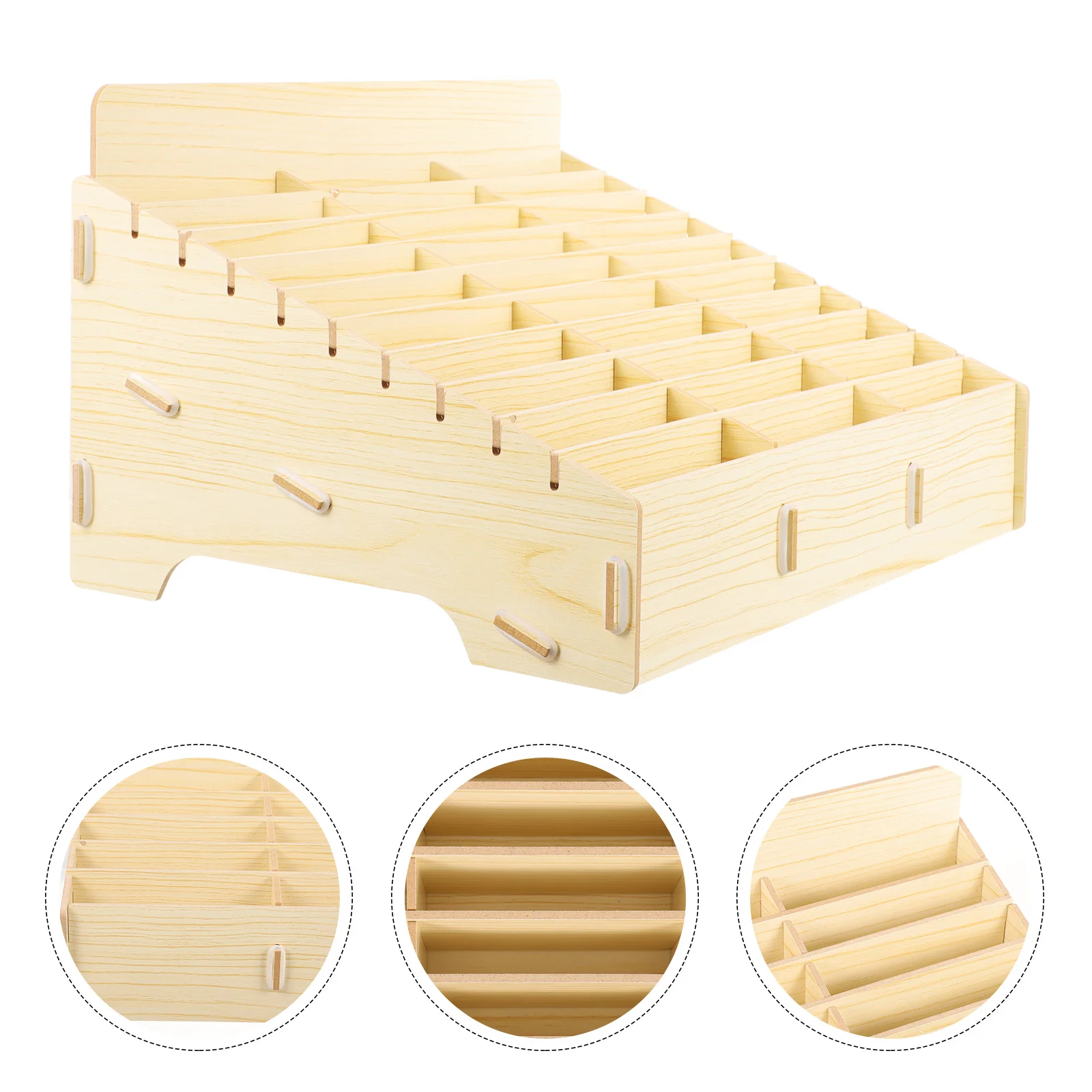 Rack Shelf Mobile Phone Management Box Desktop Container Storage Wooden Organizer Tabletop Holder Office