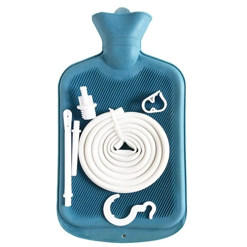 2L Bidet Kit Travel Colon Cleanse Enema Bag with Tubing Hot Water Bottle Shower Douche