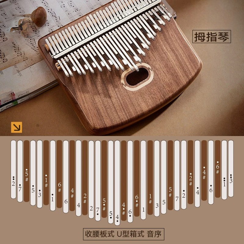 親指ピアノ-34音-カリンバ-ベニヤ製フィンガーピアノ-カリンバ小型楽器