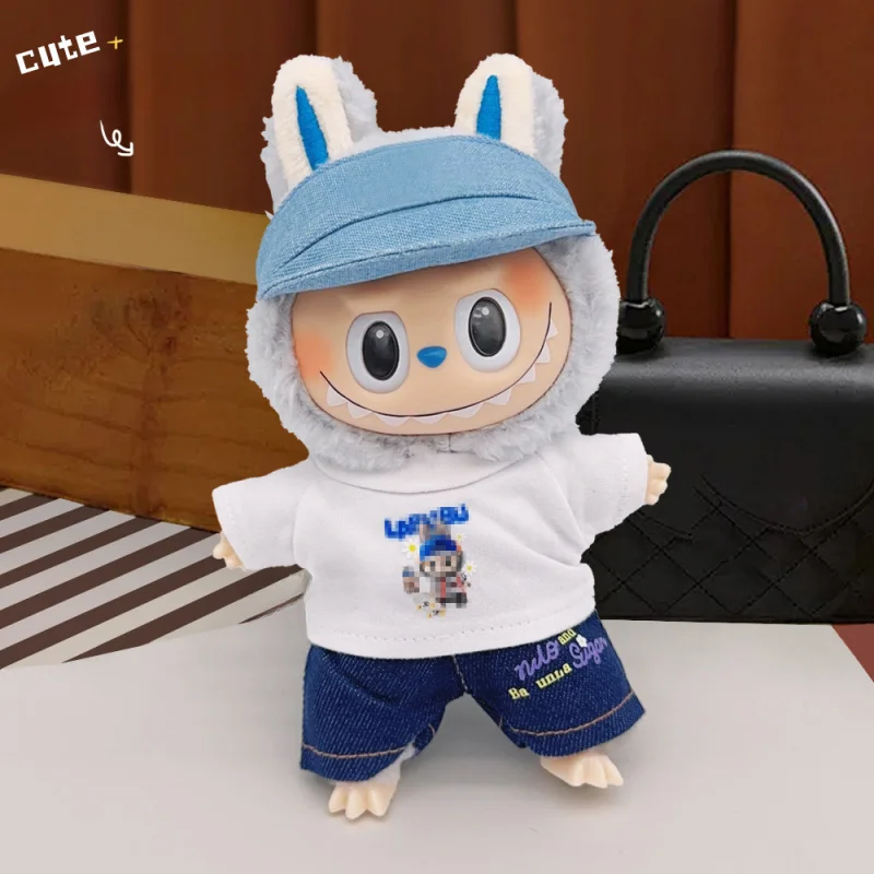 

Комплект одежды Labubu Creative VinyllabubuCowboy HatTT-Shirt Джинсы Комплект из трех предметов Аксессуары для кукол
