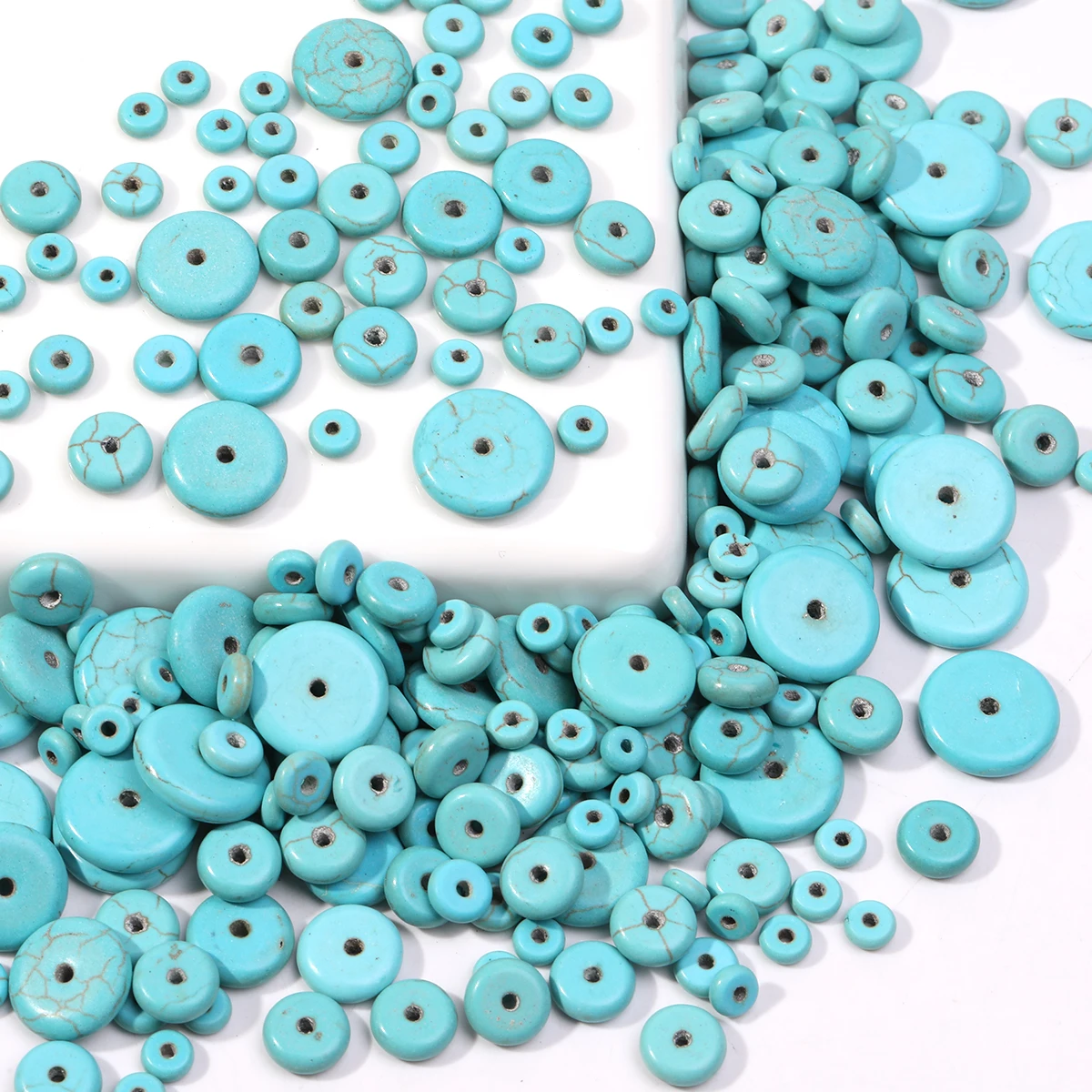 100 Stück 4/6/8/10/12 mm lose Türkise Steinperlen flache runde Form Abacus Spacer Perlen Charms kreative Perlen für DIY Armband