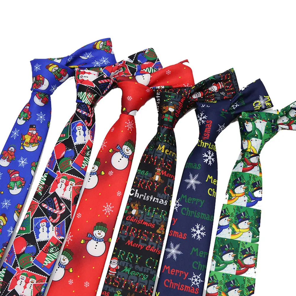 

Christmas Tie Men's Fashion Casual Snowflake Christmas Print Neck Ties For Santa Claus Professional Pattern Necktie 7cm Hot Sell