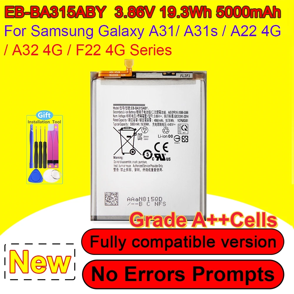 High Quality EB-BA315ABY Phone Battery For Samsung Galaxy A31 A32 4G A22 4G F22 4G SM-A315F SM-A325F SM-A225G Mobile Phone