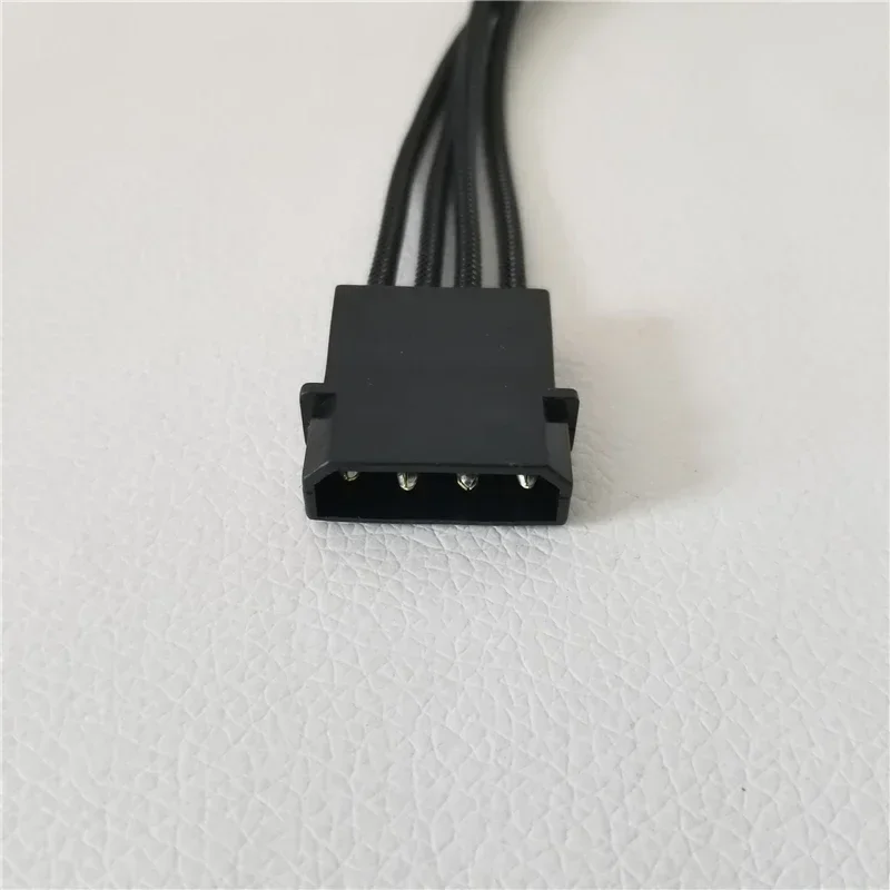 D 포트 대형 4 핀 PC IDE 전원 익스텐션 케이블, 1-3 90 도 어댑터, 수-암 전체 구리 18AWG 블랙 40cm