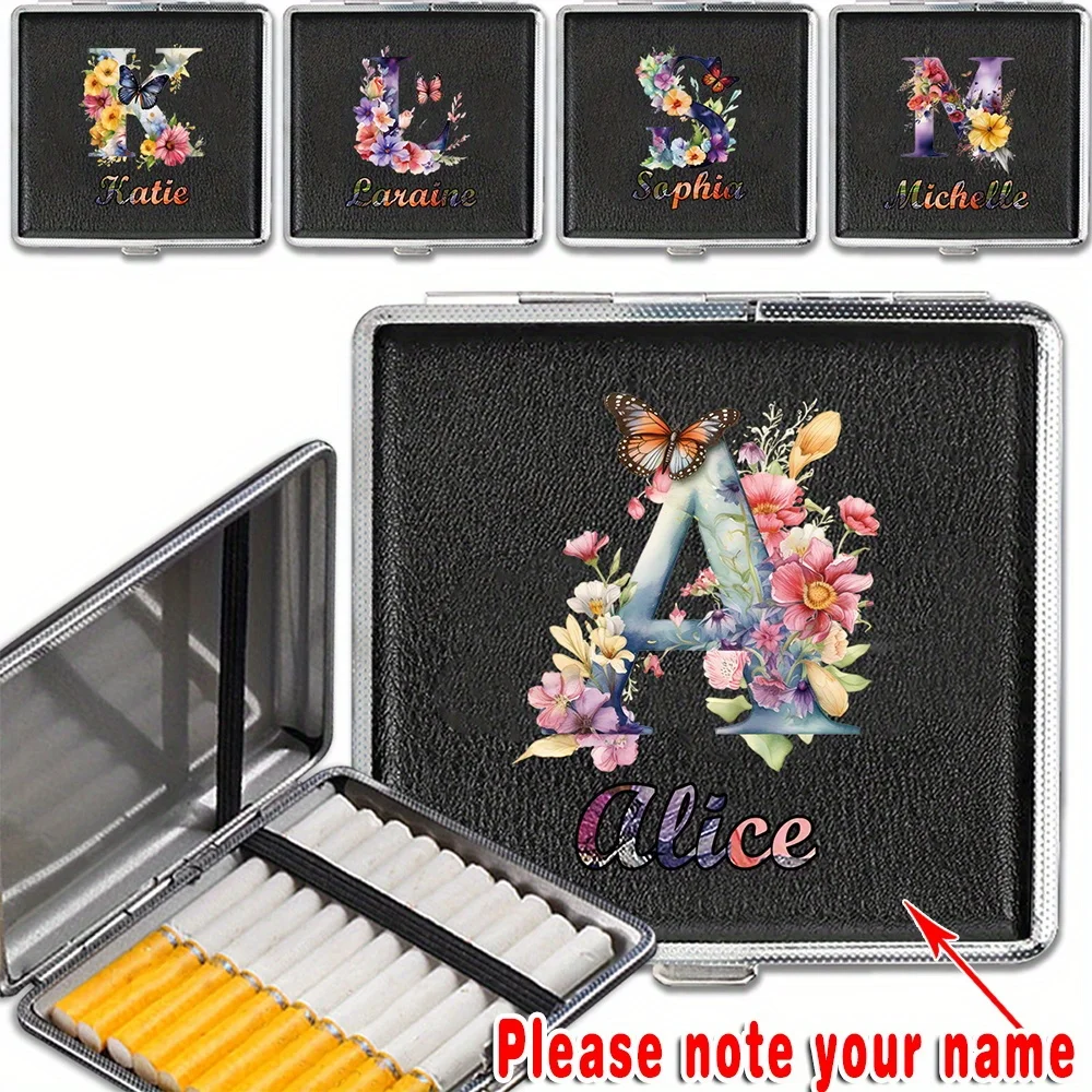 Customized Name Cigarette Organizer Box Travel PU Cigarette Case  Band Storage Container Holder for Pocket Purse Outdoor