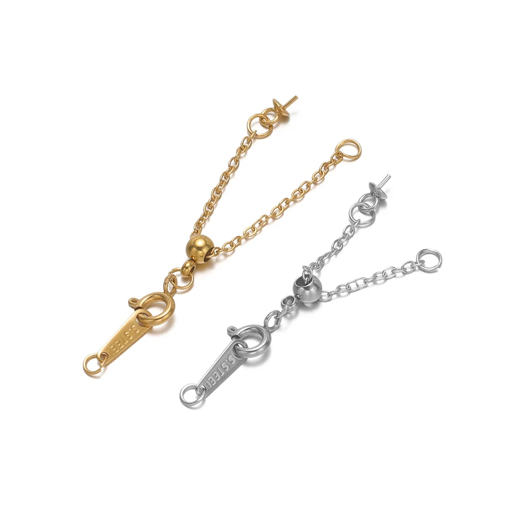 2Pcs Stainless Steel Adjustable Extension Chains Bracelet Connector Tail Chains for DIY Necklace Making Crafts Jewelry Material