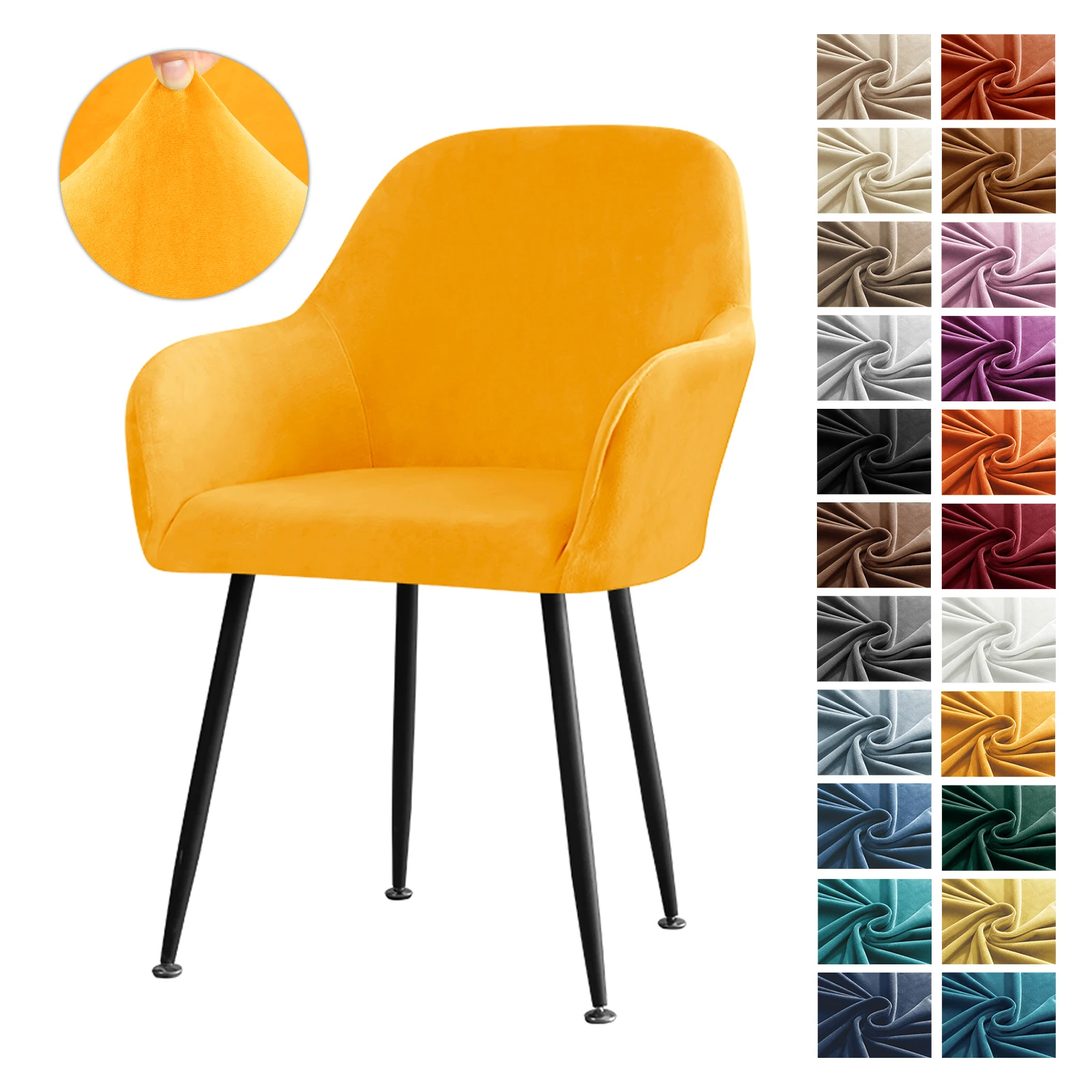 High Arm Dining Chair Cover Elastic Spandex Chairs Slipcover Velvet Seat Covers for Living Room Wedding Banquet Hotel Office