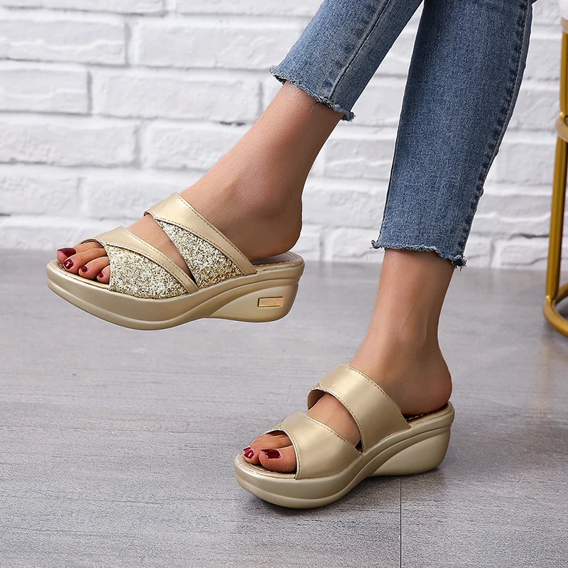 

Plus Size Women's Wedges Slippers Slides Sandals Shoes for Women Woman 2022 Sandalias Zapatillas Zapatos Mujer Chaussure Femme