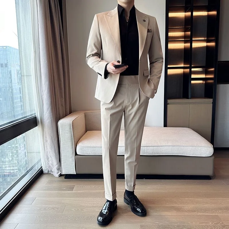 54 Suit peak lapel jacket Korean style trendy casual suit engagement dress two-piece suit