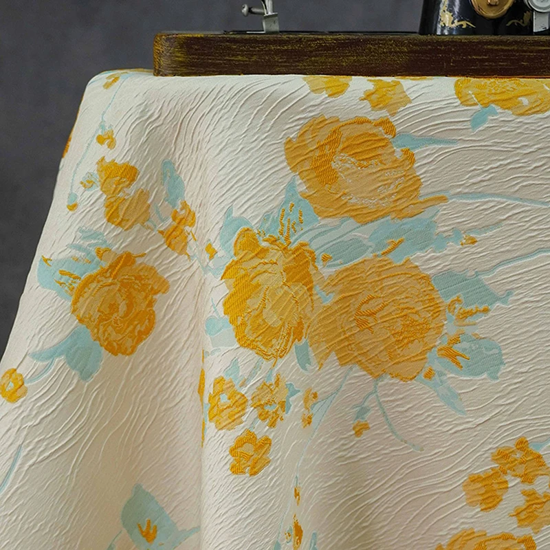 Chinese Ethnic Style Jacquard Fabric Exquisite Flowers, Swallows & Bamboo Leaves Relief Clothing Sewing Cloth DIY Bags Clothes