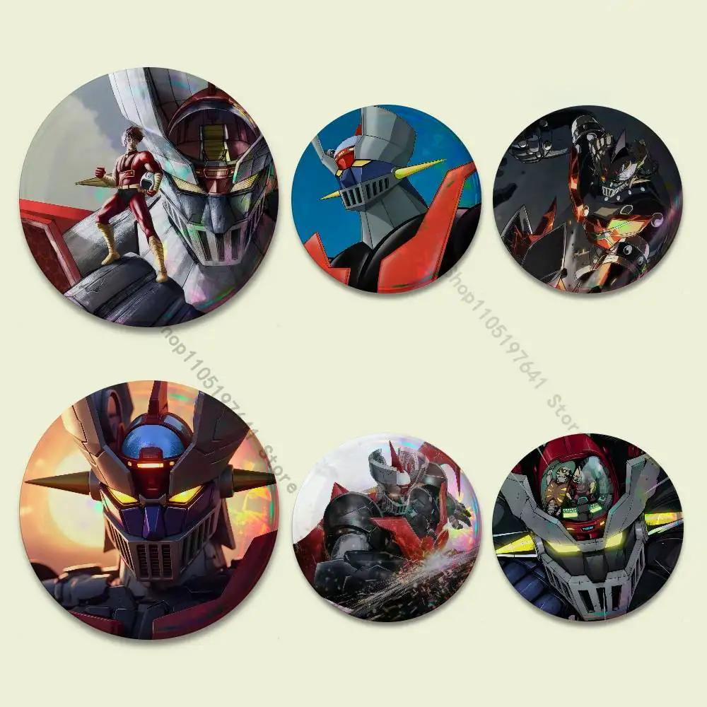 

Anime M-Mazinger Z Robot Badges Button Round Creative Pin Brooch Badge Bag Decor Fans Collect Friends Gifts