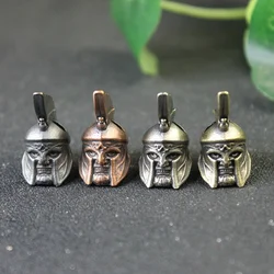 Roman Warrior Helmet Knife Beads DIY Paracord Woven Lanyard Pendant Jewelry Brass Spartan Knight Head Sculpture EDC Tool Charms