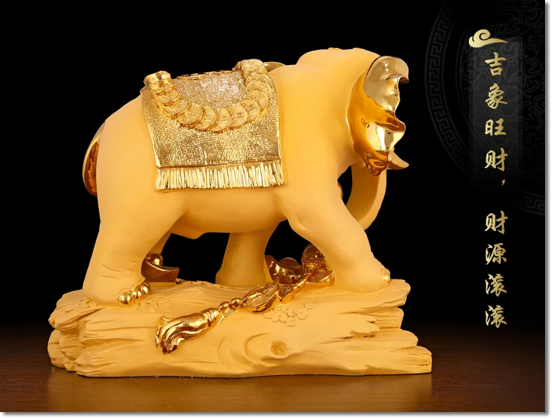 Imagem -05 - Lucky Golden Elephant Art Statue For Home Lucky Talisman Desenho de Dinheiro Feng Shui Loja da Empresa Loja Loja Salão Grande 2023