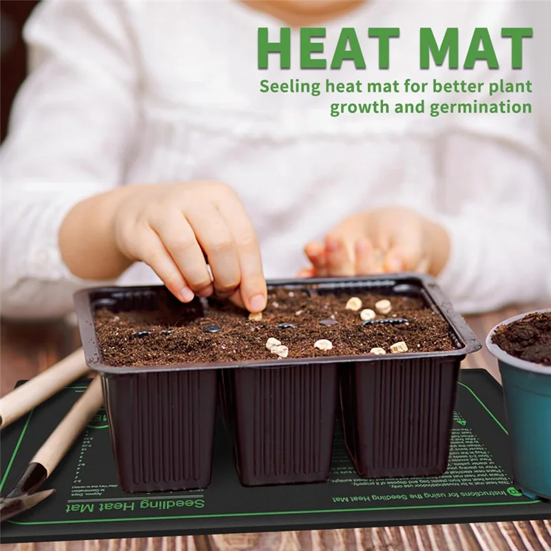 Alfombrilla térmica para plántulas de LICE-2 piezas para inicio de semillas, como se muestra, almohadilla térmica impermeable de PVC de 21W para plantas de bandeja de interior, enchufe estadounidense