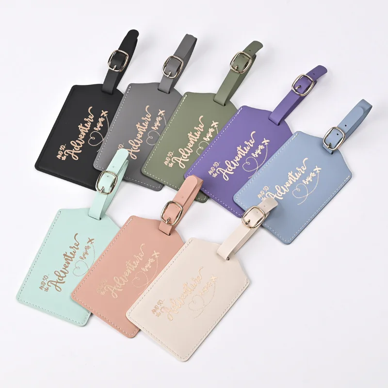 Men Women PU Leather Cute Luggage Tag Suitcase Address Label Baggage Boarding Bag Tag Name ID Address Holder Travel Accessorie