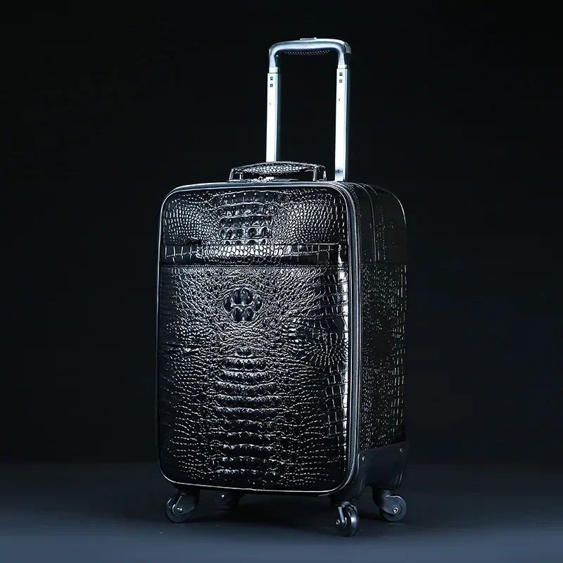 New Alligator Pattern Suitcase with Tote Backpack Men's First Layer Cowhide Trolley Suitcase Boarding Box