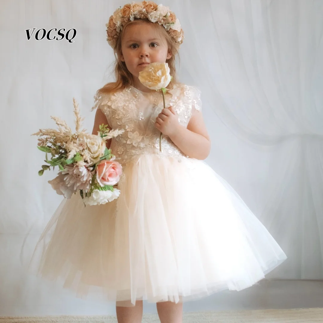 Flower Girl Dress White Princess Dress Lace Embroidered Tulle Skirt Rustic Wedding Bridesmaid Flower Girl Gown Customized