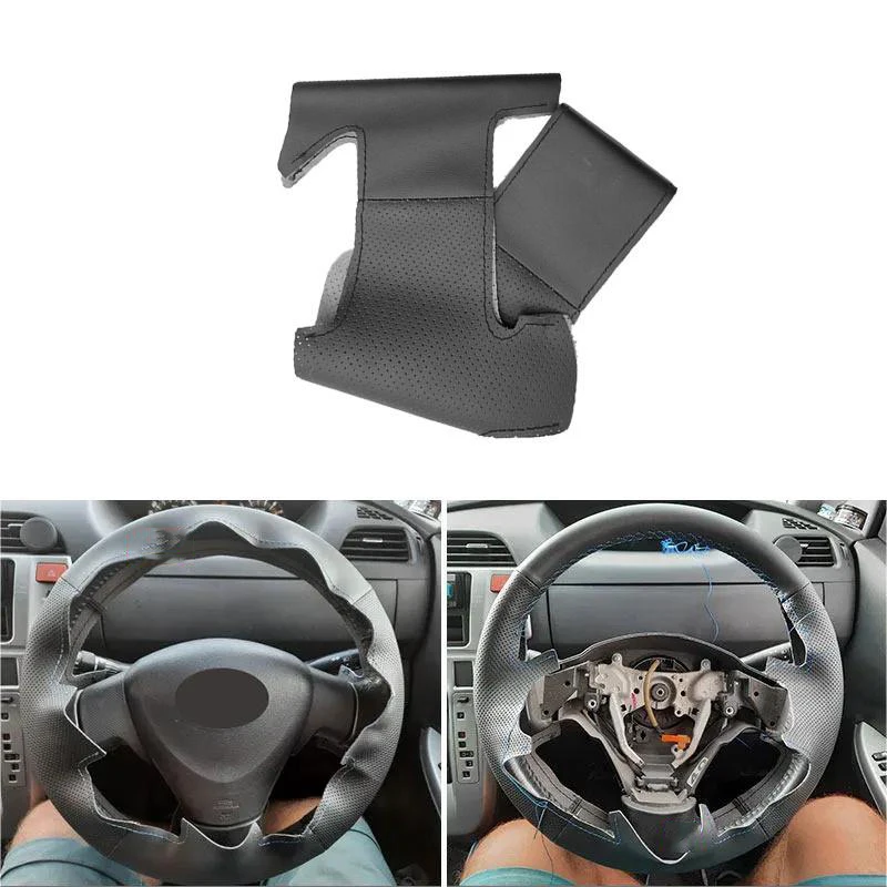 For Toyota Corolla 2006 - 2010 Matrix 2009 Auris 2007 2008 2009 Hand-stitched Car Steering Wheel Cover Black Leather Accessories