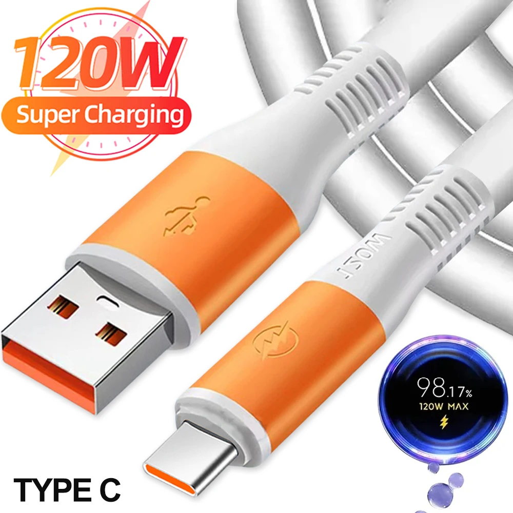 120W USB Type C Cable High-speed Quick Charging Data Wire Universal Sturdy USB C Charger Cord for Android Samsung Xiaomi