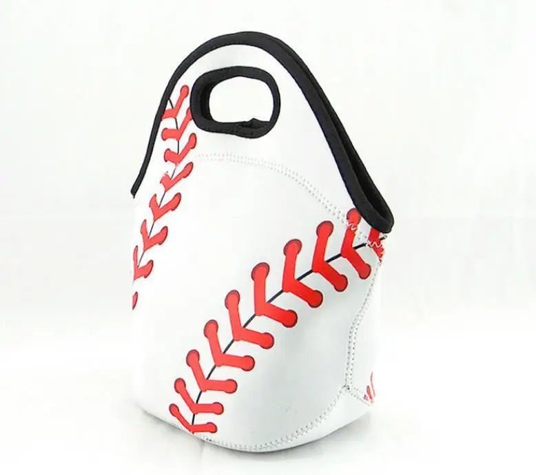 50pcs/lot Neoprene White Base-ball Food Bag Yellow Softball Lunch Tote Bag Cooler Bag Team Accessories Food Carrier Wholesale