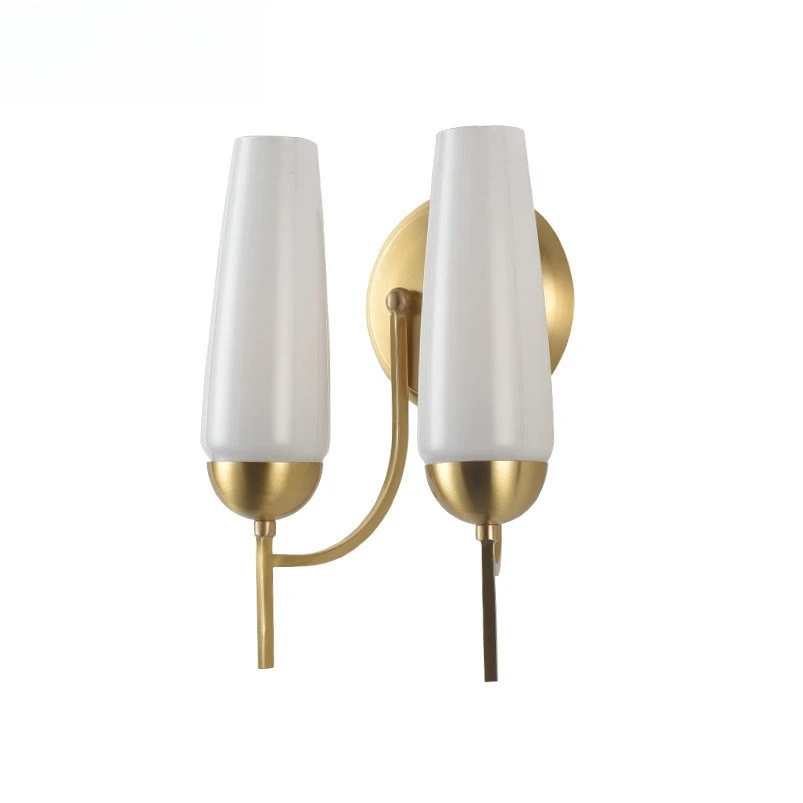 

American electroplated gold wrought iron living room staircase aisle new Chinese LED bedside wall lamp