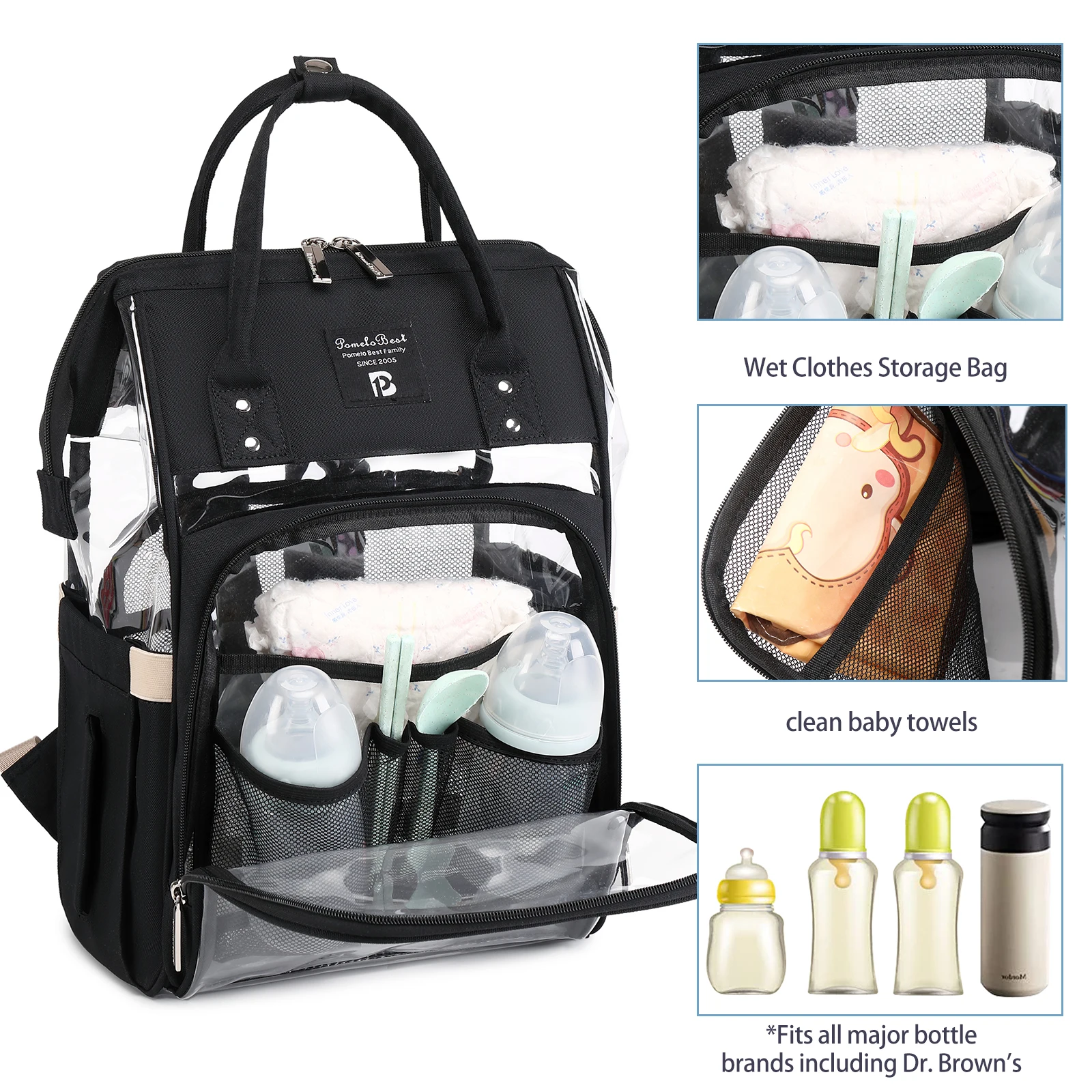 

Pomelo Best Baby Changing Backpack Stylish Multifunctional Large Nappy Baby Bag with Changing Mat and Stroller Straps