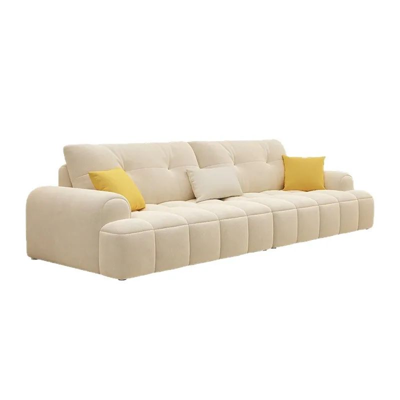 

Cream wind sofa, puff fabric, small apartment living room, modern and simple, leave-in cat claw cloth sofa