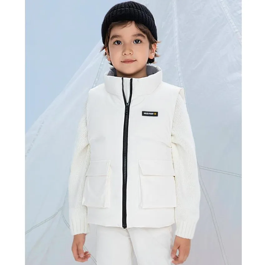 

Boys Girls White Duck Down Warm Vest Autumn Winter Sleeveless Windproof Waterproof Down Jacket Toddler Waistcoat A1832