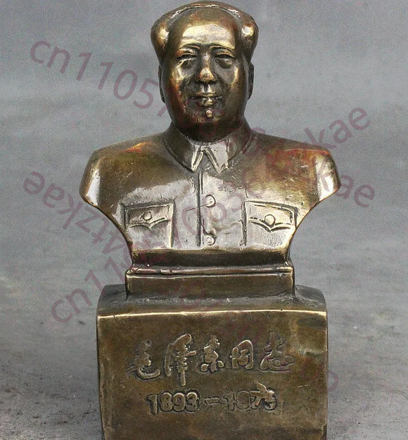 

4-дюймовая китайская бронзовая статуя-бюст великого политика Мао Цзэдуна