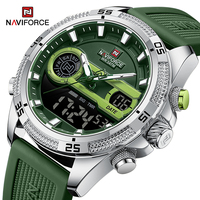 NAVIFORCE Casual Wild Silicone Strap Man's Wristwatch Luminous Sports Water Resistant Dual Display Quartz Watches for Men NF9223