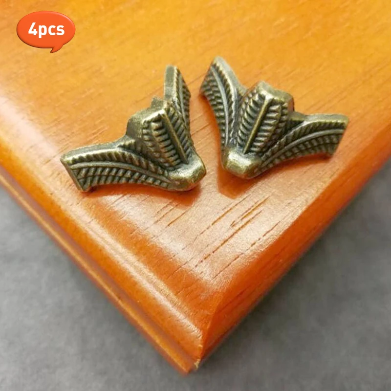 8Pcs L-37 Antique Bronze Embossed Decorative Feet Leg Corner Protector for Jewelry Wood Box Chest Case Furniture Hardware With S
