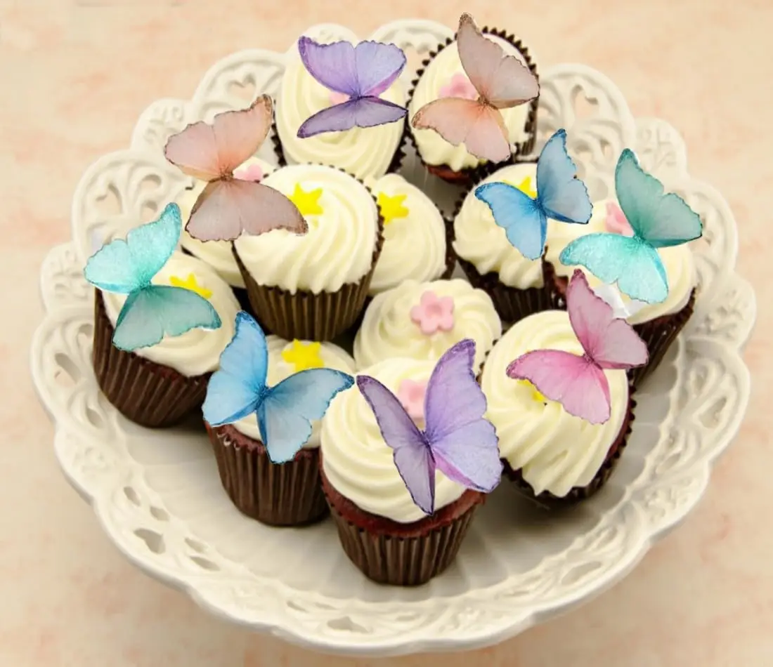 48/160 Stück rosa Schmetterlinge Cupcake Topper Papier Schmetterling Kuchen Topper für Geburtstag Braut Baby Dusche Mädchen Kuchen Dekorationen – Detail 29