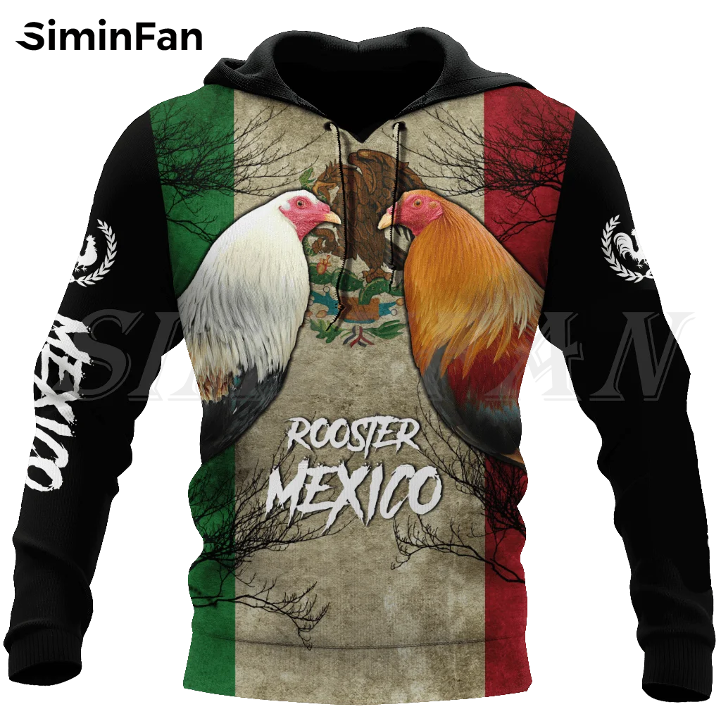 Love Mexican Rooster 3D Print Mens Hoodies Zipper Jacket Unisex Casual Sweatshirt Hood Pullover Women Tracksuit Coat Streetwear