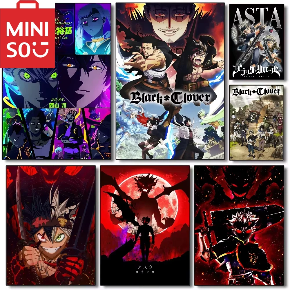 Kits de pintura al óleo por números MINISO, lienzo de dibujo de números de trébol negro de Anime, imágenes por números DIY, decoración del hogar