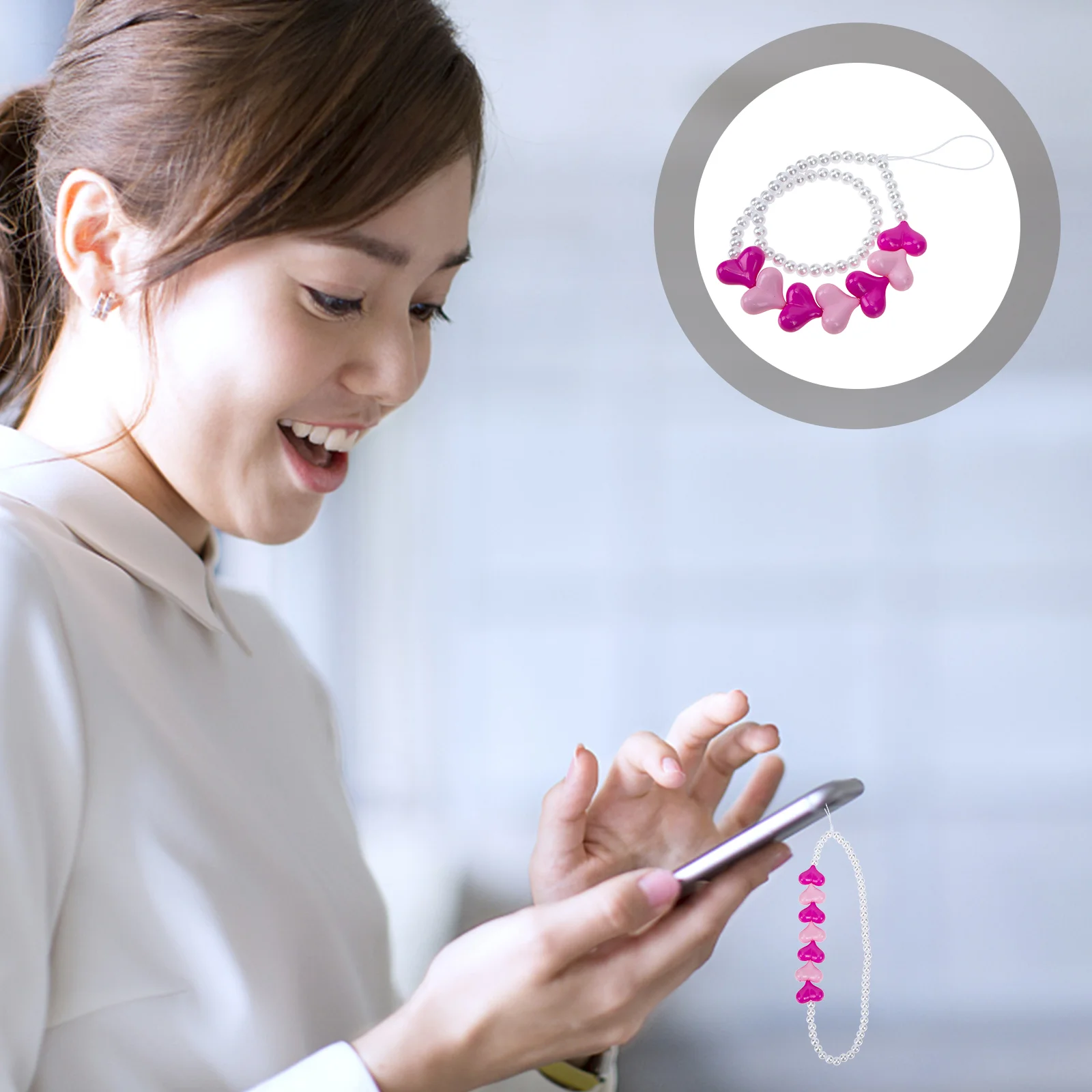 

Сердце Бусины Любовь Цепочка Для Мобильного Телефона Ремешок Для Часов Чехол Акриловый Шнур Наручная Веревка Для