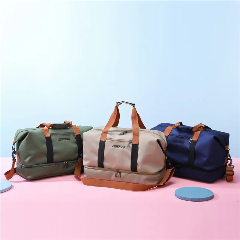 Bolsas de viaje de moda para hombres y mujeres, bolsa deportiva de gran capacidad, impermeable, fin de semana, bolso de mensajero femenino, seco y