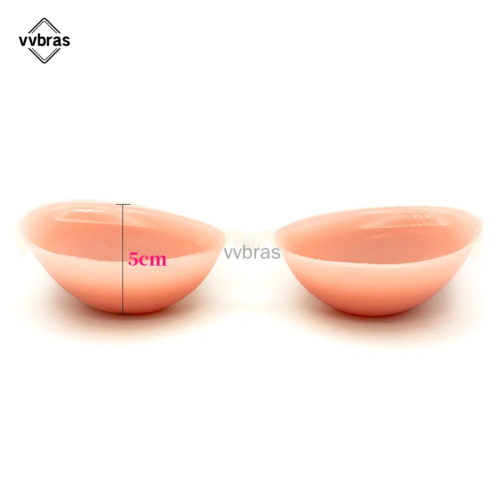 vvbras 3-5cm Thick Self-Adhesive Invisible Silicone Woman Push Up Bust Front Closure Gel Backless Seamless Thick Massage Cup Bra