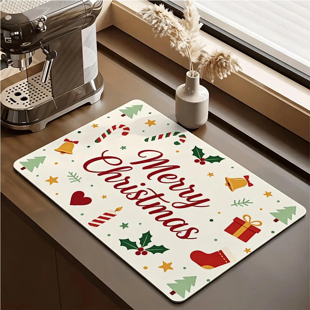 Coffee Bar Mat Trick Or Treat Ghost Pumpkin Tea Mug Station Absorbent Counter Top Waterproof Tableware Drainage Pad