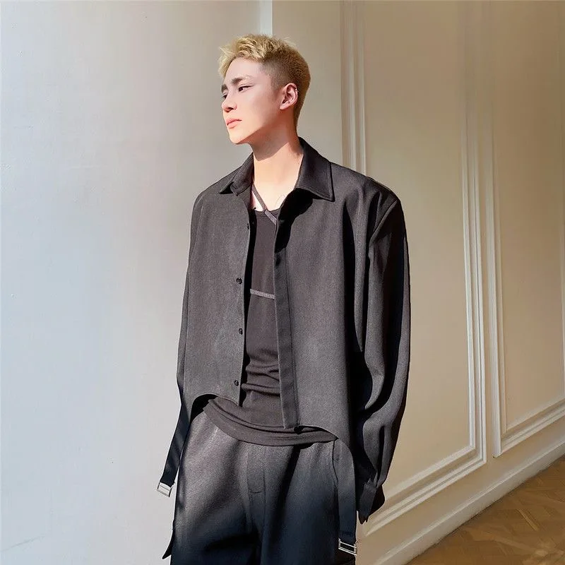 

Men Chic Trendy Handsome Tops Shirts Blouse Male Sexi Holiday Festival Party Night Club Banquets Stage Ins Design Blouse Shirts