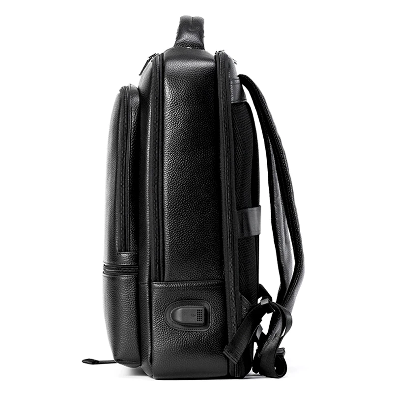 Mochila 100% de piel auténtica para hombre, bolso para ordenador portátil de 15,6 pulgadas, escolar, informal, de viaje