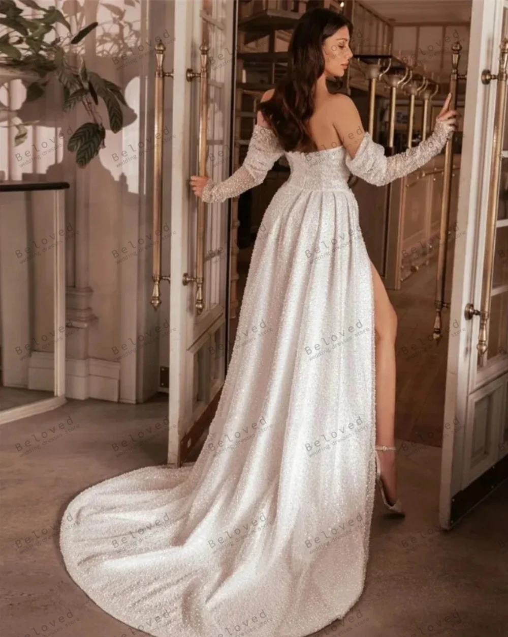 Classic Wedding Dresses A-Line Voile Bridal Gowns Without Sleeves Glitter Robes For Formal Party Elegant Vestidos De Novia 2024