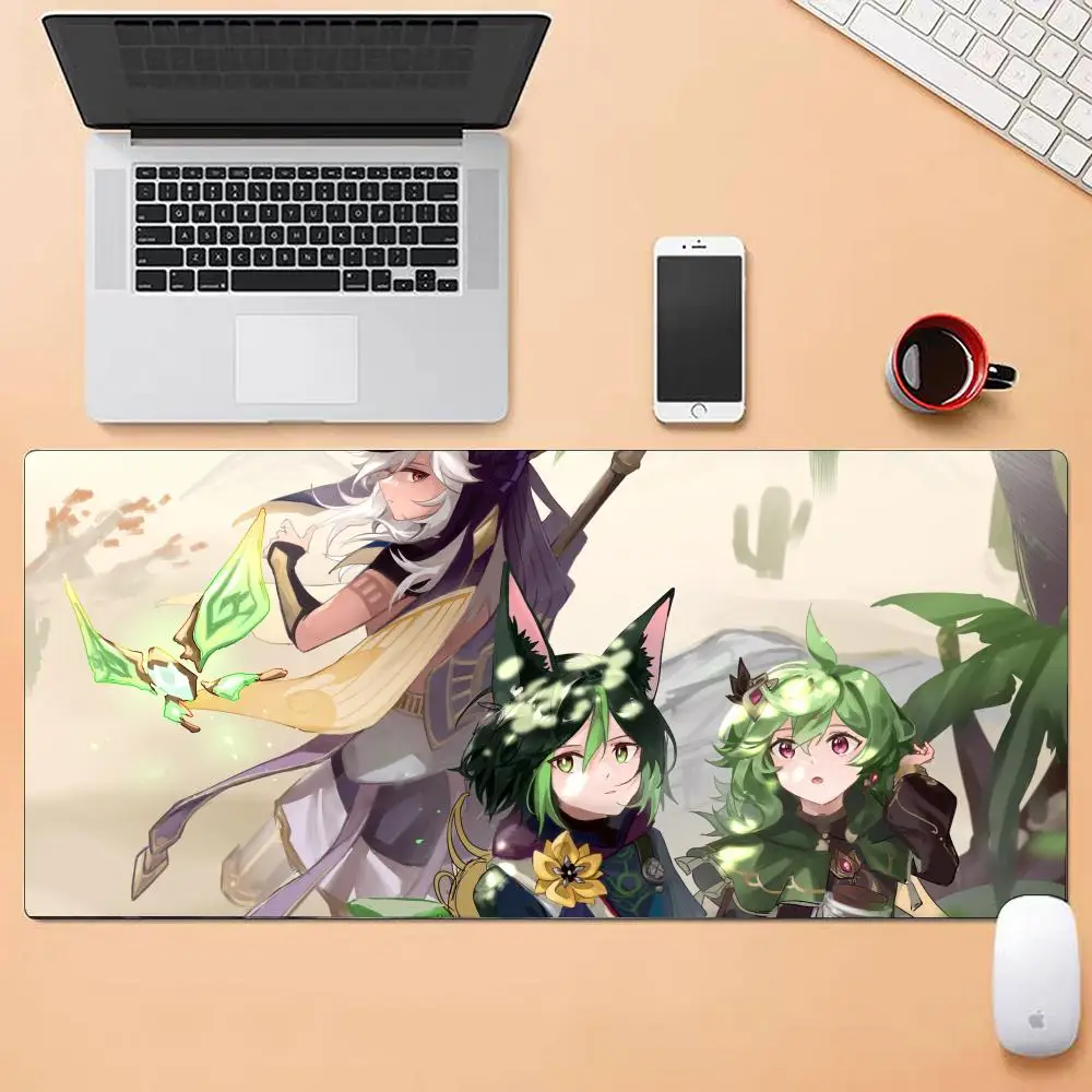Gensin Cyno Mouse Pad Berbagai Ukuran Alas Meja Permainan Kantor Komputer Persegi Besar Alas Mouse Karet Anti Selip