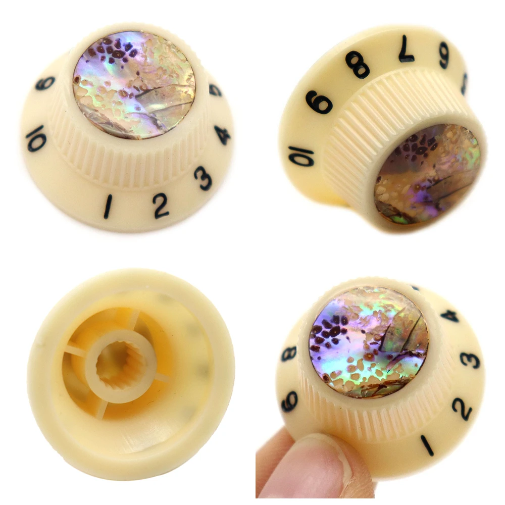 4 Stück Gitarrenknöpfe Abalone-Hutknöpfe Kunststoff-Lautstärke-Ton-Geschwindigkeitsregler für LP ST ES SG E-Gitarren-Teile – Detail 2