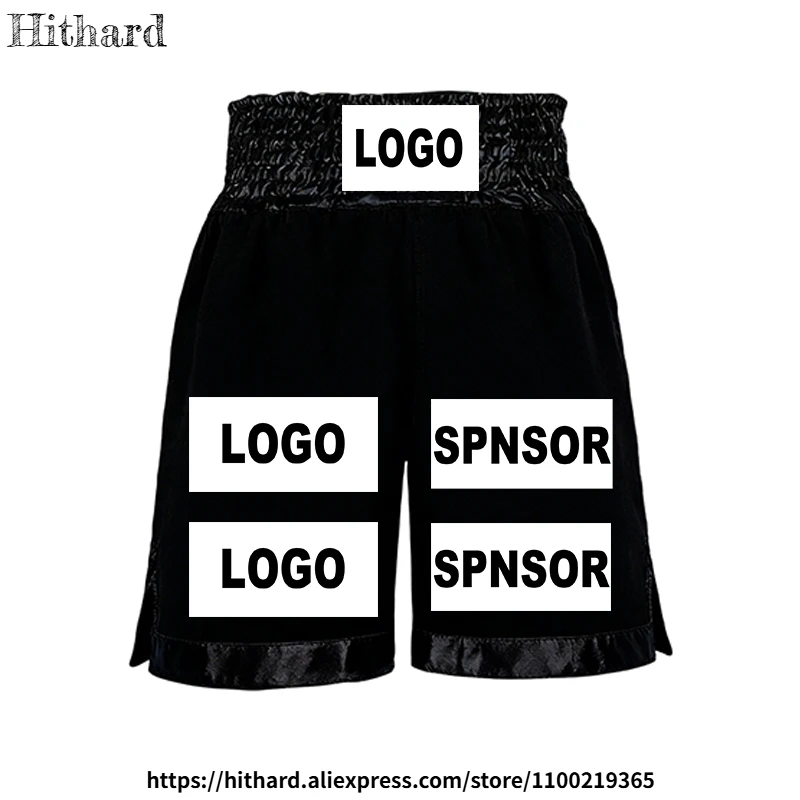 

Muay Thai Pants Black Satin Kick Boxing Shorts Men Women Kids Professional Martial Arts MMA Fight Trunks Kickboxing Match Shorts